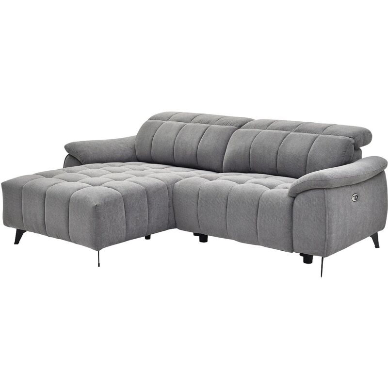 Vente-unique - Canapé d'angle gauche relax électrique en tissu texturé gris celtimo