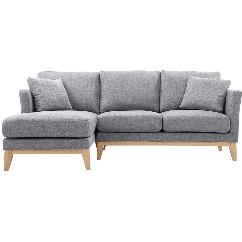 MILIBOO Canap&eacute; d'angle gauche scandinave en tissu gris clair d&eacute;houssable OSLO