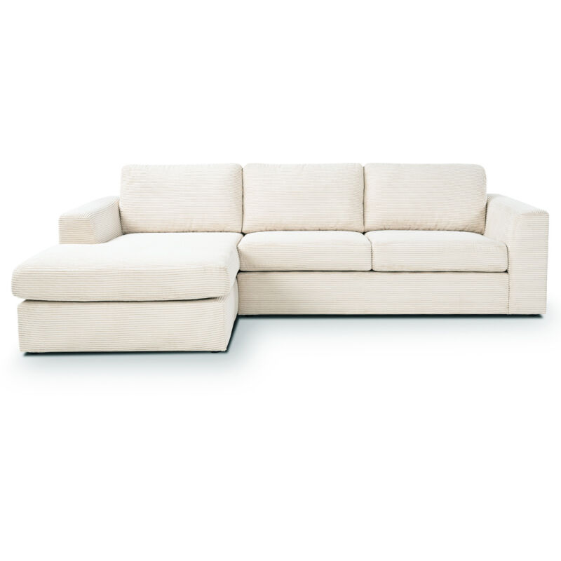Canapé d'angle gauche velours côtelé beige - filip