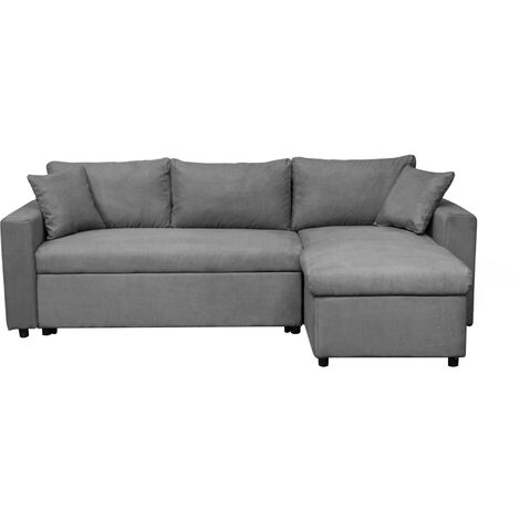 Canapé d'angle MARIA Réversible et Convertible avec Coffre en microfibre - Gris