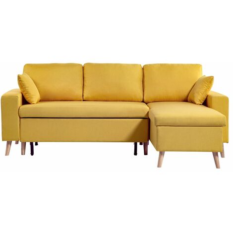Canapé d'angle MARIA SCANDINAVE Réversible et Convertible - Jaune ocre