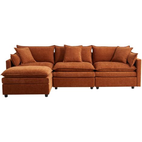Canapé d'angle méridienne convertible – Tissu sherpa doux – Construction en éponge – Confort optimal – Design minimaliste moderne
