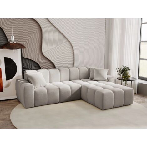 Canapé D'angle Méridienne Droite Colombo Tissu Velours Gris