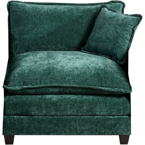 Canapé d'angle moderne à motif nuage (accoudoirs non inclus), idéal pour les salons, les chambres et les appartements, avec assise confortable en tissu chenille respirant double couche, vert, DE501BGN