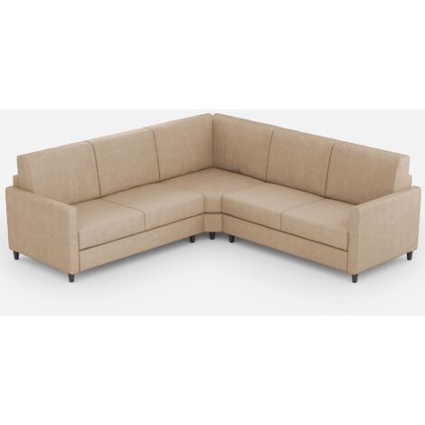 Canapé d'angle moderne italien tissu beige Korane - 5 tailles 241x241 cm-Taille 241x241 cm