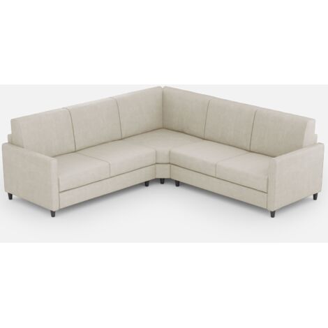 Canapé d'angle moderne italien tissu blanc cassé Korane - 5 tailles 221x221 cm-Taille 221x221 cm