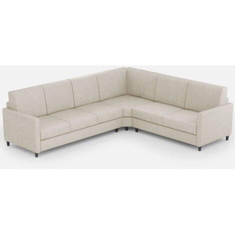 Canapé d'angle moderne italien tissu blanc cassé Korane - 5 tailles 281x221 cm-Taille 281x221 cm