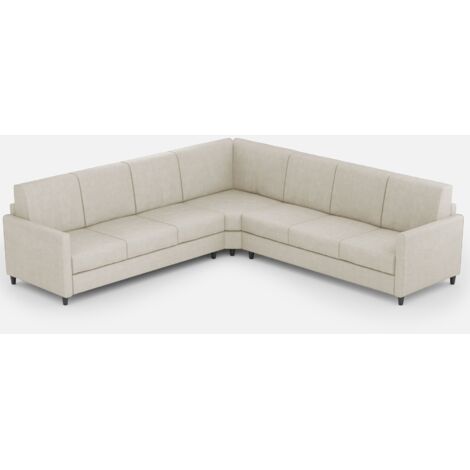 Canapé d'angle moderne italien tissu blanc cassé Korane - 5 tailles 281x281 cm-Taille 281x281 cm