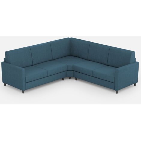Canapé d'angle moderne italien tissu bleu Korane - 5 tailles 241x241 cm-Taille 241x241 cm