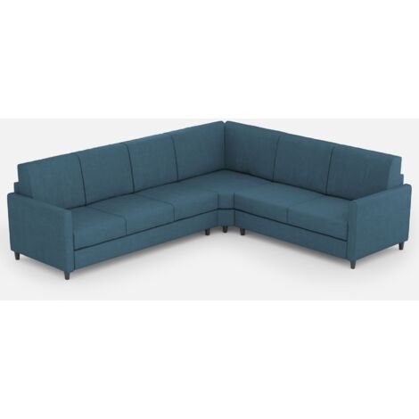 Canapé d'angle moderne italien tissu bleu Korane - 5 tailles 281x221 cm-Taille 281x221 cm