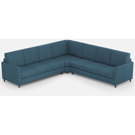 Canapé d'angle moderne italien tissu bleu Korane - 5 tailles 281x281 cm-Taille 281x281 cm