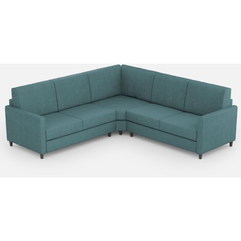 Canapé d'angle moderne italien tissu bleu pétrole Korane - 5 tailles 241x241 cm-Taille 241x241 cm