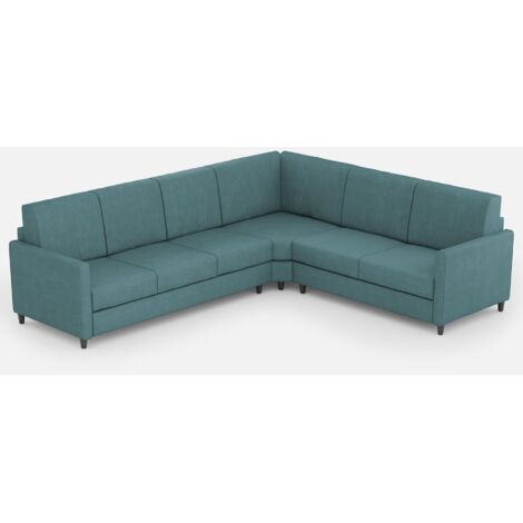 Canapé d'angle moderne italien tissu bleu pétrole Korane - 5 tailles 281x221 cm-Taille 281x221 cm