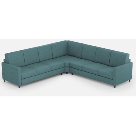 Canapé d'angle moderne italien tissu bleu pétrole Korane - 5 tailles 281x281 cm-Taille 281x281 cm