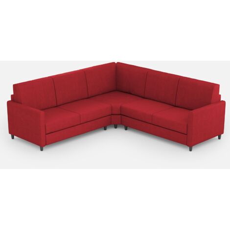 Canapé d'angle moderne italien tissu rouge Korane - 5 tailles 221x221 cm-Taille 221x221 cm