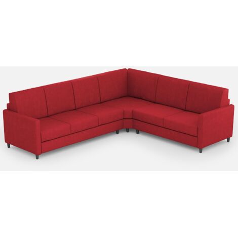 Canapé d'angle moderne italien tissu rouge Korane - 5 tailles 281x241 cm-Taille 281x241 cm