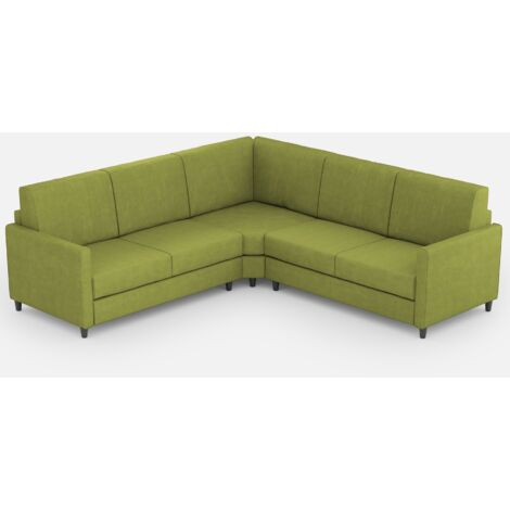 Canapé d'angle moderne italien tissu vert pistache Korane - 5 tailles 221x221 cm-Taille 221x221 cm