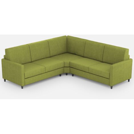 Canapé d'angle moderne italien tissu vert pistache Korane - 5 tailles 281x221 cm-Taille 281x221 cm