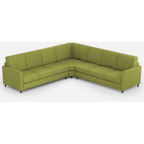 Canapé d'angle moderne italien tissu vert pistache Korane - 5 tailles 281x281 cm-Taille 281x281 cm