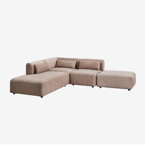 Canapé d'angle modulable 3 pièces avec méridienne gauche et pouf Fogler SKLUM