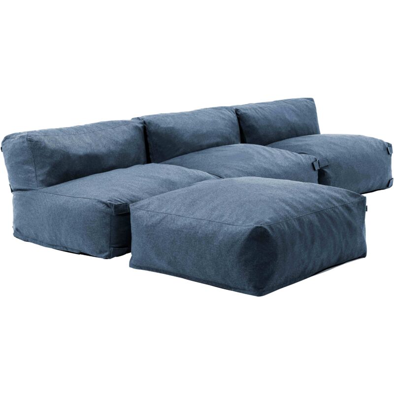 Canapé d'angle fixe modulable 4 places bleu pacific - Mixi