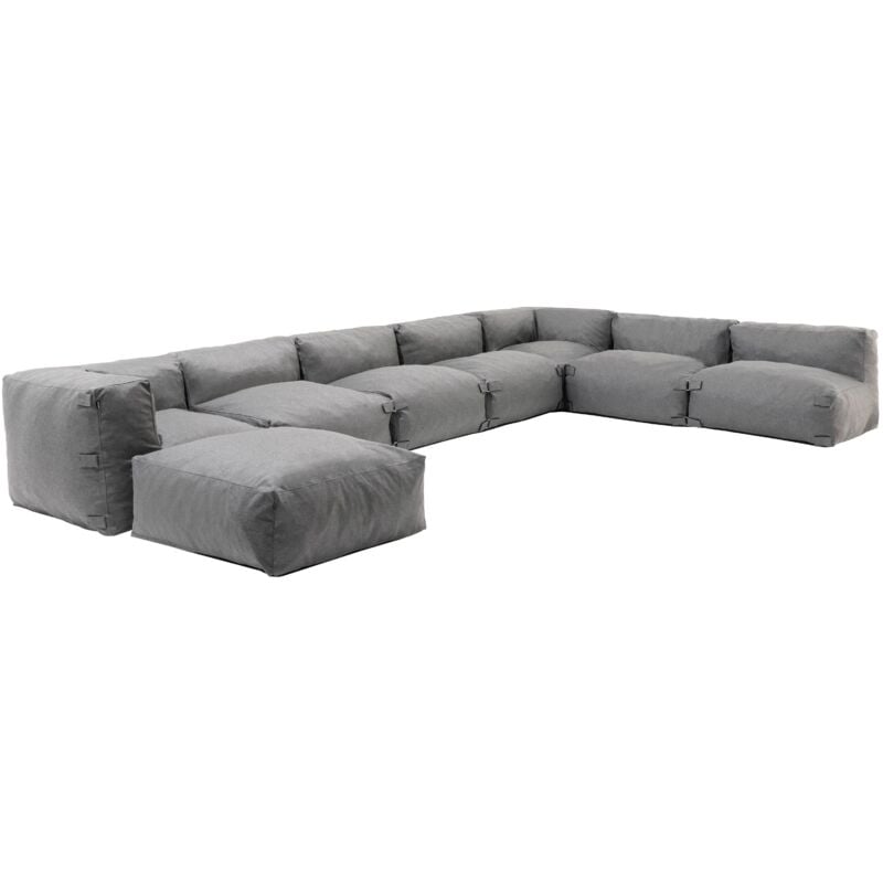 Canapé d'angle 8 places Gris Tissu Moderne Confort