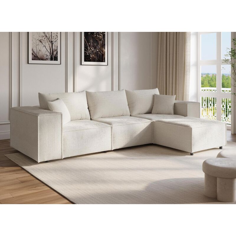 Deco In Paris - harlem - Canapé d'angle modulable en velours côtelé épais beige harlem