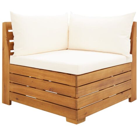 Pouf modulaire 1 pcs avec un oreiller en bois d'Acacia solide Repose-pied sectionnel 1 pc avec coussin Bois d'acacia solide