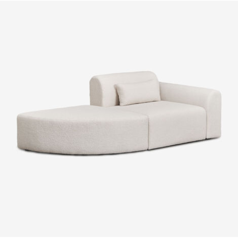 Canapé d'angle modulaire droit 1 pièce avec pouf triangulaire en bouclette Borjan SKLUM
