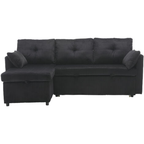 Canapé d’Angle Modulaire en L, Canapé-Lit Multifonction avec Rangement et Lit Escamotable, Chaise Longue Interchangeable pour Salon