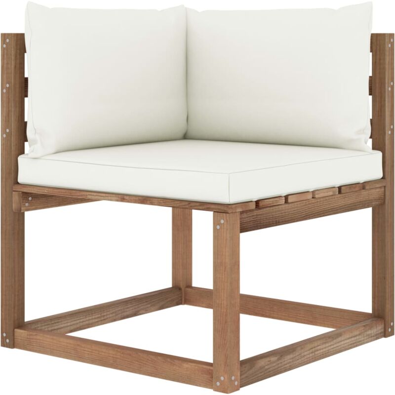 Vidaxl - Canapé d'angle palette de jardin avec coussins crème