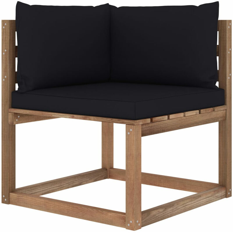 Canape d'angle palette de jardin avec coussins noir