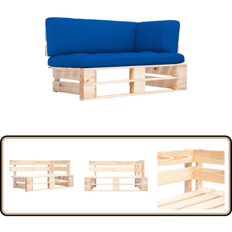 Canapé d'angle palette de jardin bois de pin imprégné - Canapé D'angle - Canapé Jardin - Mobilier De Jardin - Meubles De Jardin - Canapé Palette
