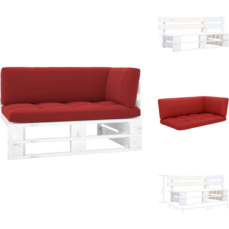 Canapé d'angle palette de jardin Bois de pin imprégné de blanc - Canapé D'angle - Canapé Jardin - Mobilier De Jardin - Meubles De Jardin - Ensemble