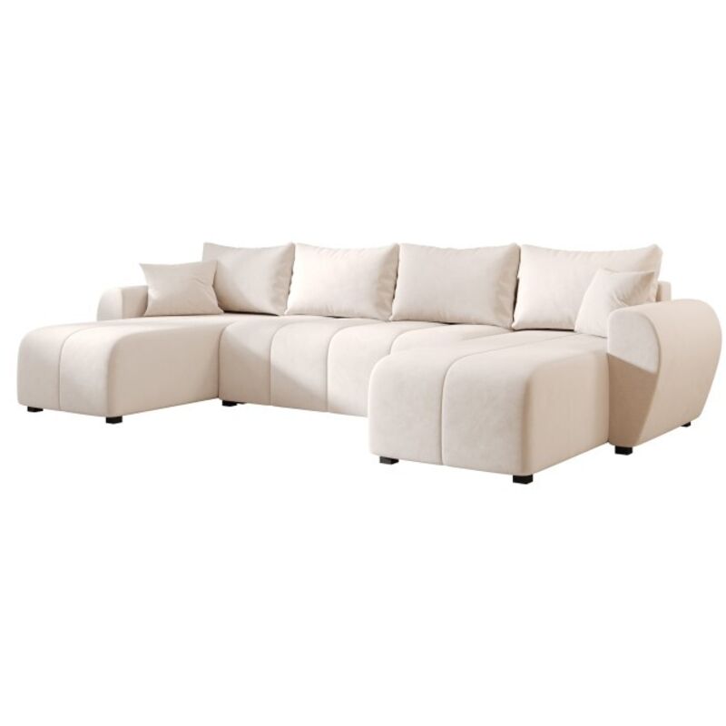 Tendencio - Canapé d'angle panoramique molia en u - tissu doux imperméable Beige Tendencio - Canapé d'angle panoramique molia en u - tissu doux imperméable Beige