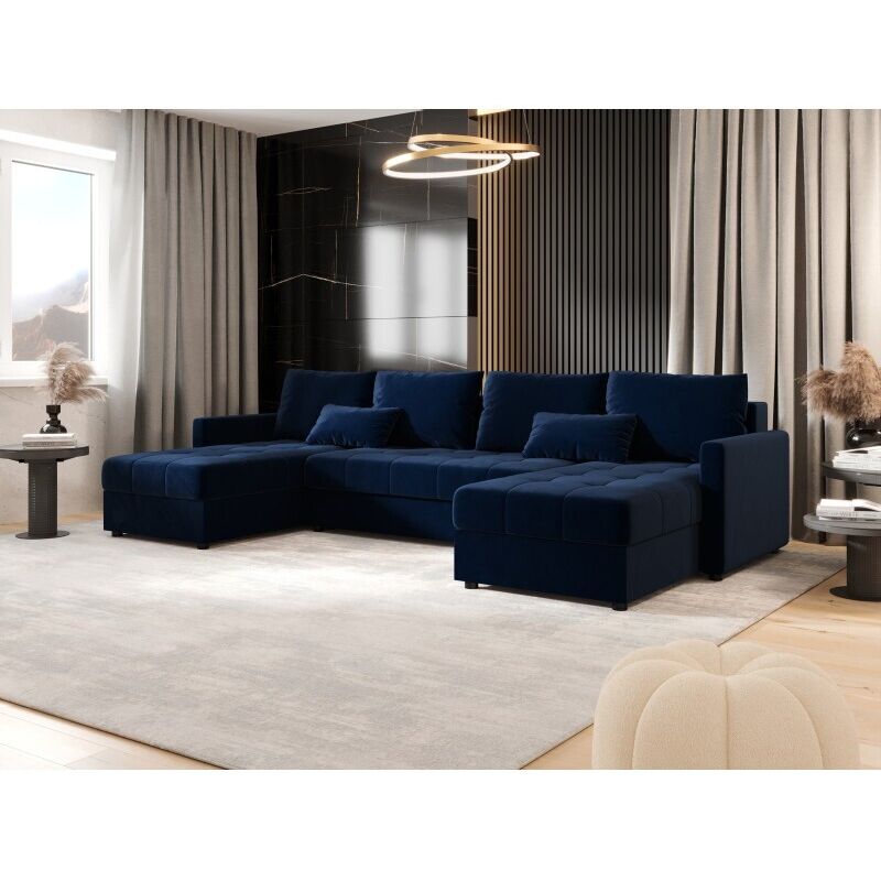 Tendencio - Canapé d'angle panoramique mosia en u - tissu doux Bleu Tendencio - Canapé d'angle panoramique mosia en u - tissu doux Bleu
