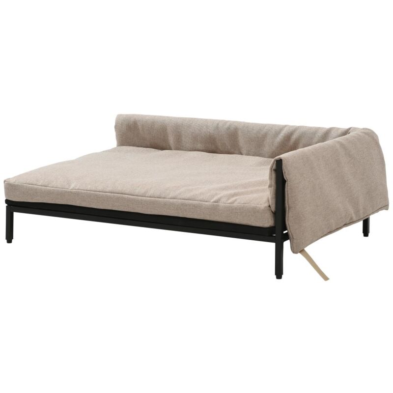 Canapé d'angle pour animaux en lin et piètement métal - Beige - l. 80 x p. 58 x h. 28 cm - siparia