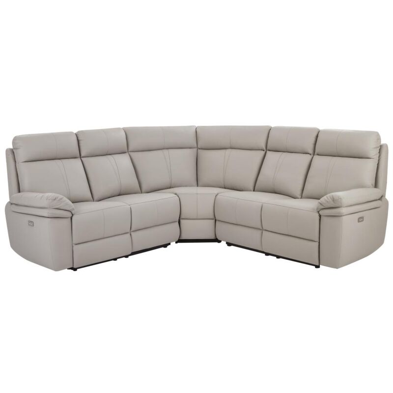 Vente-unique - Canapé d'angle relax électrique en cuir gris clair mesola