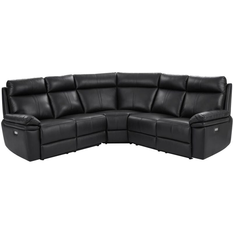 Vente-unique - Canapé d'angle relax électrique en cuir noir mesola