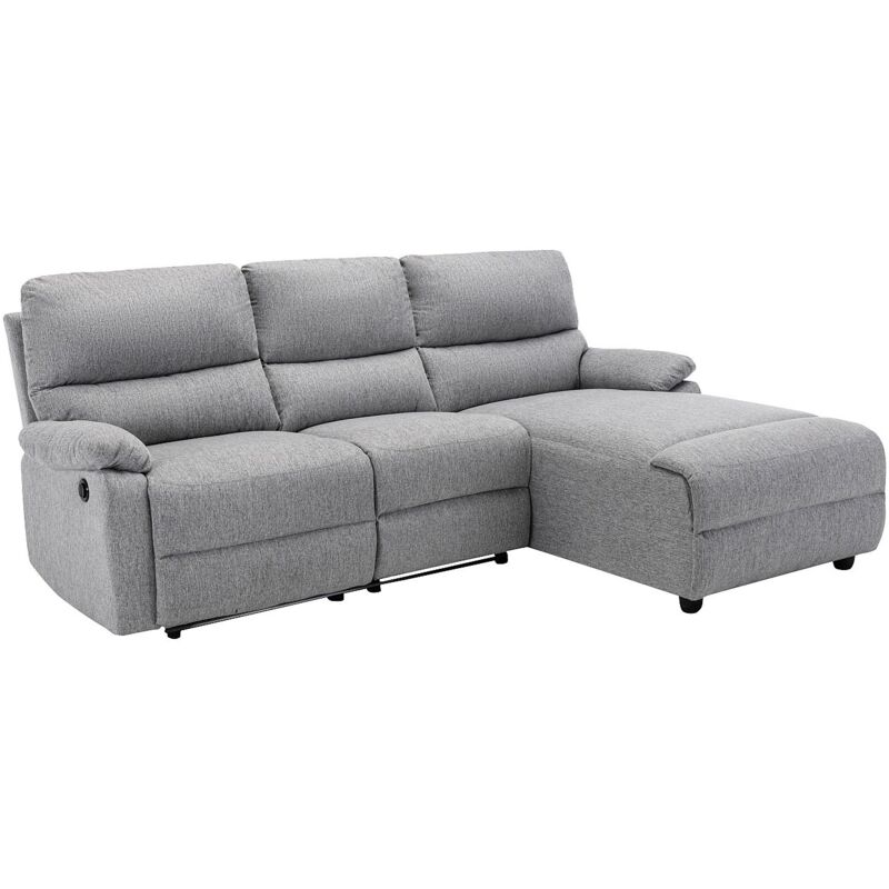 Vente-unique - Canapé d'angle droit relax électrique en tissu gris clair lunano