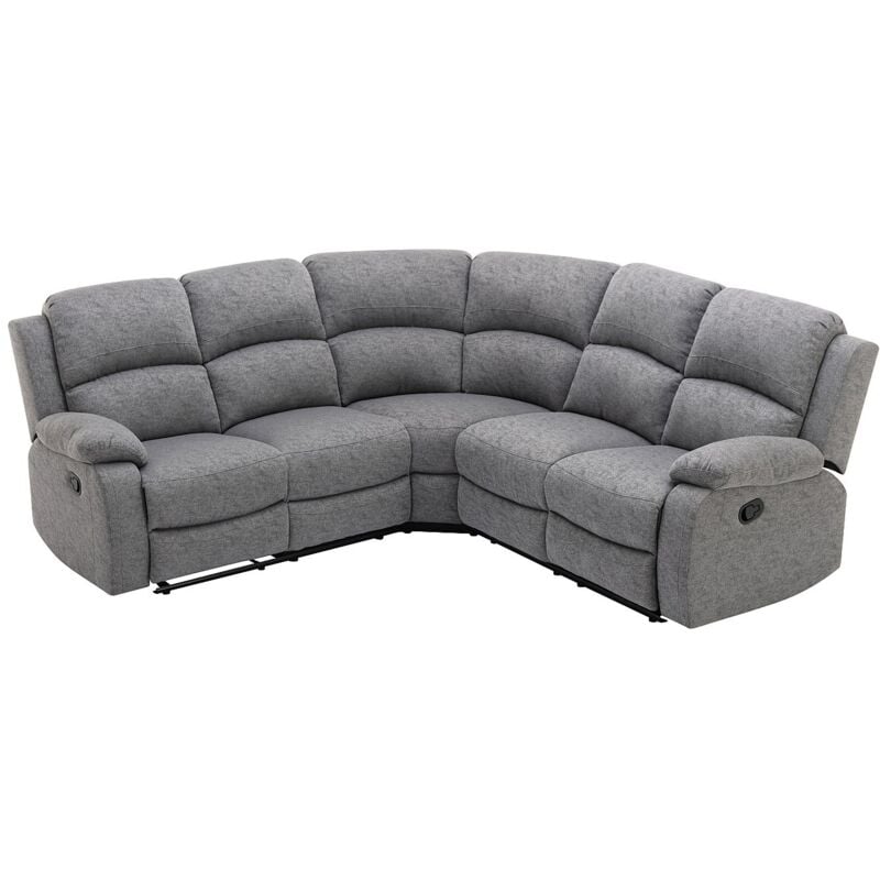 Vente-unique - Canapé d'angle relax en tissu chiné gris rieti