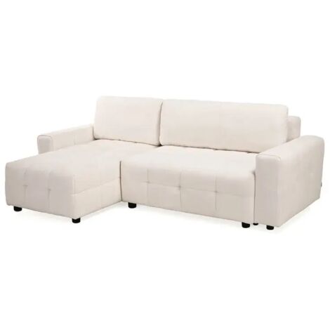 Canapé d'angle réversible 3 places convertible tissu beige – JOANE