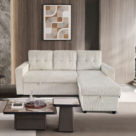 Canapé d'angle réversible 3 places en coloris beige
