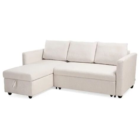 Canapé d'angle réversible 3p convertible tissu beige – WILSON