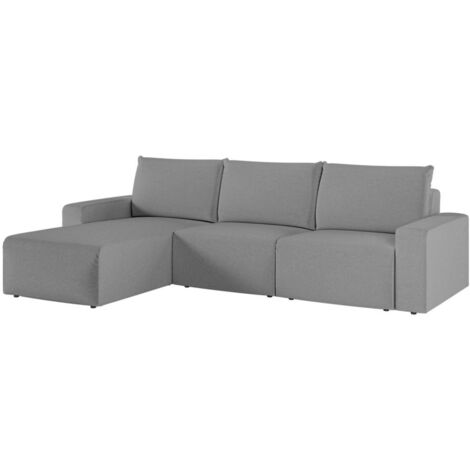 Canapé d'angle réversible 4 places ROMANE en tissu Easy Clean antitache - Gris