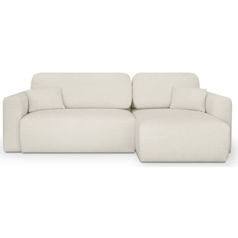 Canapé d'angle réversible convertible 4 places avec coffre de rangement en tissu écru - Davis