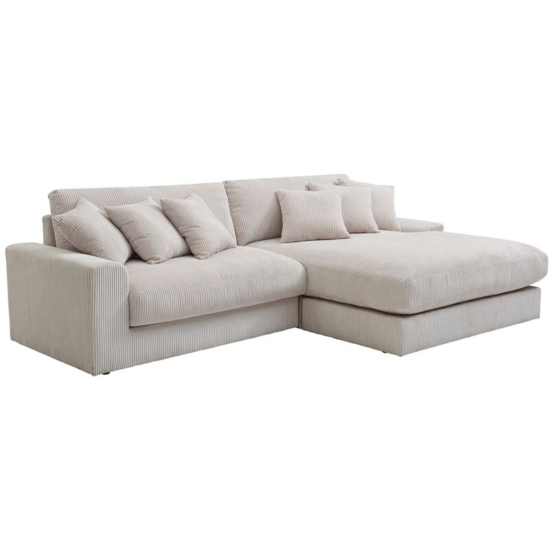 Vente-unique - Canapé d'angle réversible en tissu beige simuza