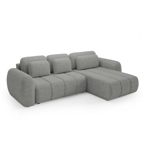 Canapé d'angle réversible et convertible 3 places avec coffre Cesar Gris clair