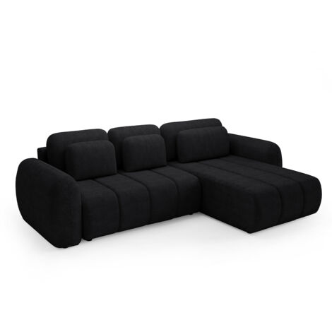 Canapé d'angle réversible et convertible 3 places avec coffre Cesar Noir