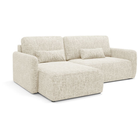 Canapé d'angle réversible et convertible 3 places avec coffre Lazare Blanc cassé